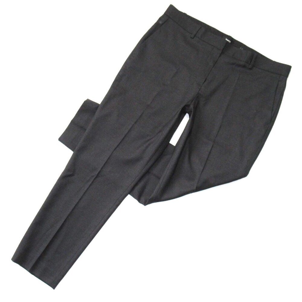 NWT Theory Testra in Blue Grey Mel Basketweave Stretch Wool Slim Ankle Pants 12